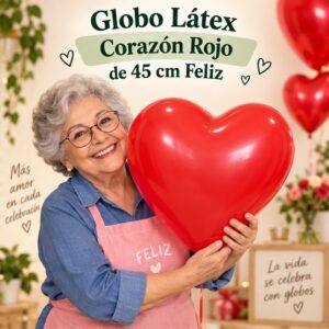 RI-0008911 Globo Látex Corazón Rojo de 45 cm Feliz