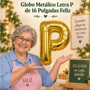 RI-0008925 Globo Metálico Letra P de 16 Pulgadas Feliz