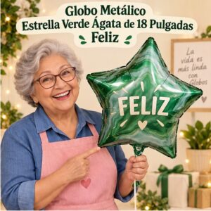 RI-0008927 Globo Metálico Estrella Verde Ágata de 18 Pulgadas Feliz
