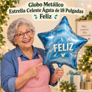 RI-0008929 Globo Metálico Estrella Celeste Ágata de 18 Pulgadas Feliz