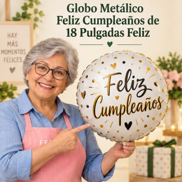 RI-0008934 Globo Metálico Feliz Cumpleaños de 18 Pulgadas Feliz