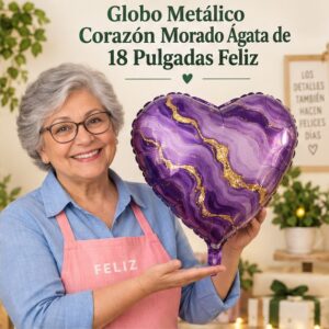 RI-0008935 Globo Metálico Corazón Morado Ágata de 18 Pulgadas Feliz