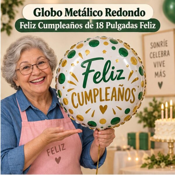 RI-0008939 Globo Metálico Redondo Feliz Cumpleaños de 18 Pulgadas Feliz