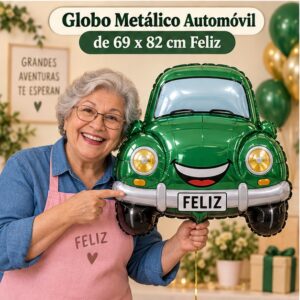 RI-0008940 Globo Metálico Automóvil de 69 x 82 cm Feliz