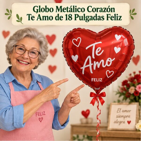 RI-0008942 Globo Metálico Corazón Te Amo de 18 Pulgadas Feliz