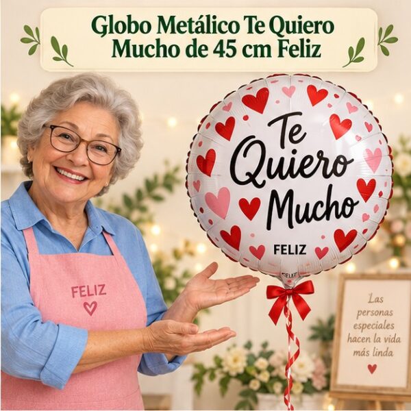 RI-0008943 Globo Metálico Te Quiero Mucho de 45 cm Feliz