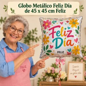 RI-0008944 Globo Metálico Feliz Día de 45 x 45 cm Feliz