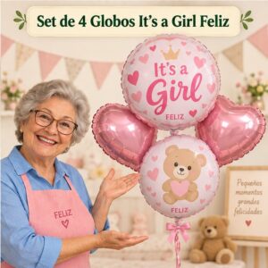 RI-0008945 Set de 4 Globos It’s a Girl Feliz