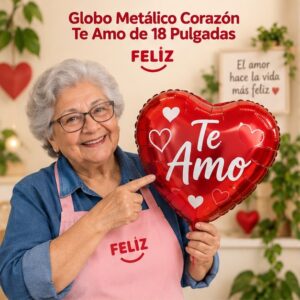 RI-0008972 Globo Metálico Corazón Te Amo de 18 Pulgadas Feliz