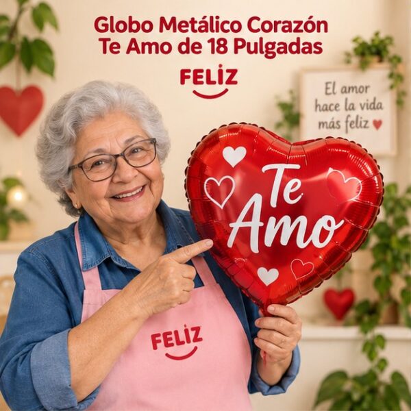 RI-0008972 Globo Metálico Corazón Te Amo de 18 Pulgadas Feliz