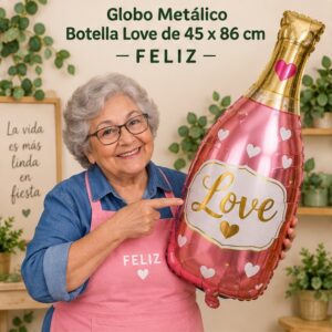 RI-0008984 Globo Metálico Botella Love de 45 x 86 cm Feliz