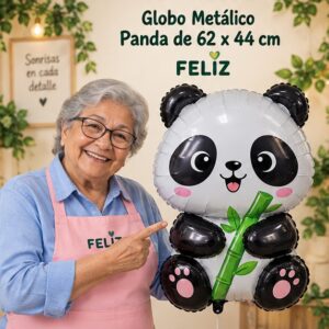 RI-0008990 Globo Metálico Panda de 62 x 44 cm Feliz