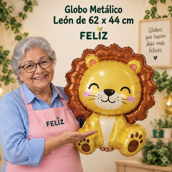 RI-0008991 Globo Metálico León de 62 x 44 cm Feliz
