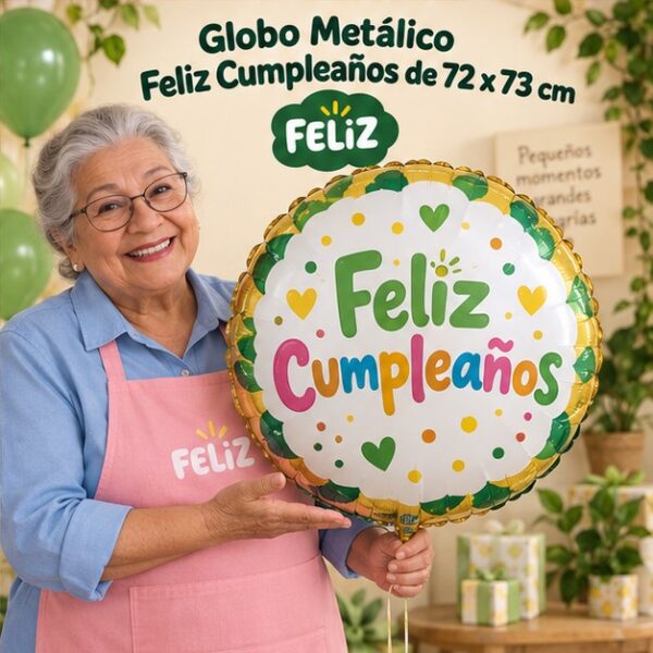 RI-0008995 Globo Metálico Feliz Cumpleaños de 72 x 73 cm Feliz