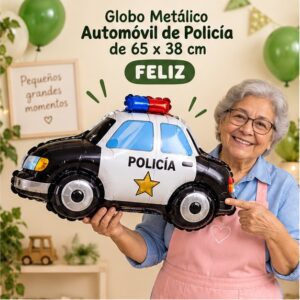 RI-0008996 Globo Metálico Automóvil de Policía de 65 x 38 cm Feliz