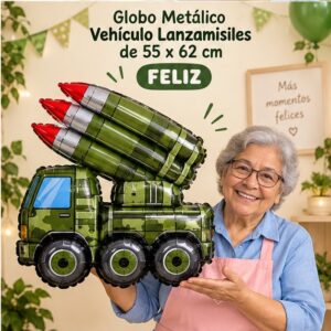 RI-0008999 Globo Metálico Vehículo Lanzamisiles de 55 x 62 cm Feliz
