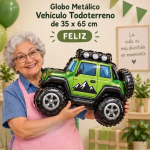 RI-0009001 Globo Metálico Vehículo Todoterreno de 35 x 65 cm Feliz