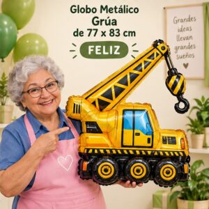 RI-0009003 Globo Metálico Grúa de 77 x 83 cm Feliz