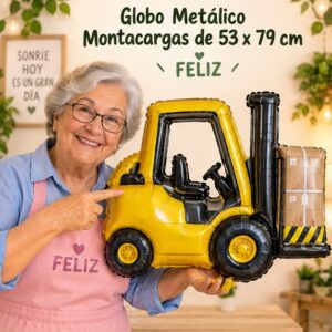 RI-0009004 Globo Metálico Montacargas de 53 x 79 cm Feliz