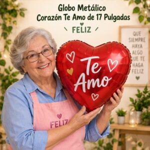 RI-0009007 Globo Metálico Corazón Te Amo de 17 Pulgadas Feliz