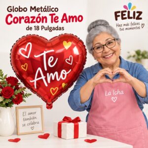 RI-0009016 Globo Metálico Corazón Te Amo de 18 Pulgadas Feliz