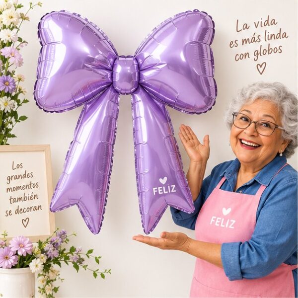 RI-0009018 Globo Metálico Pastel Morado de 47 x 70 cm Feliz