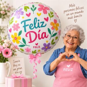 RI-0009020 Globo Metálico Redondo Feliz Día de 18 Pulgadas Feliz