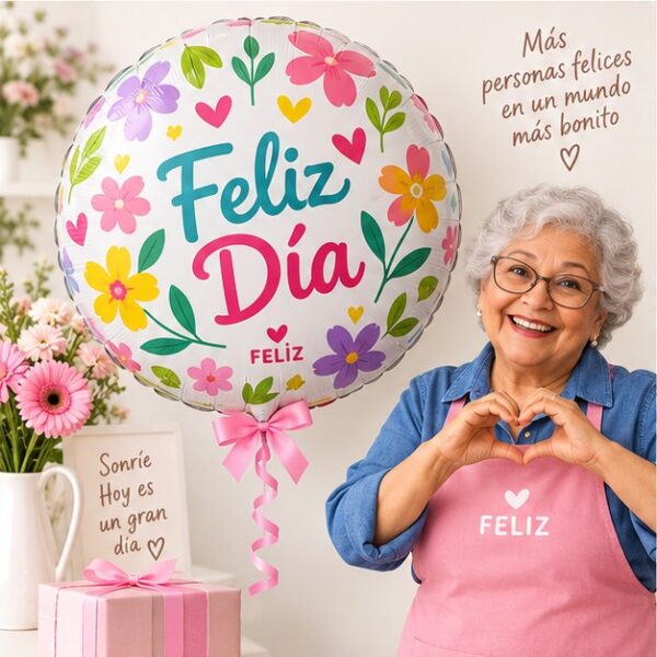 RI-0009020 Globo Metálico Redondo Feliz Día de 18 Pulgadas Feliz