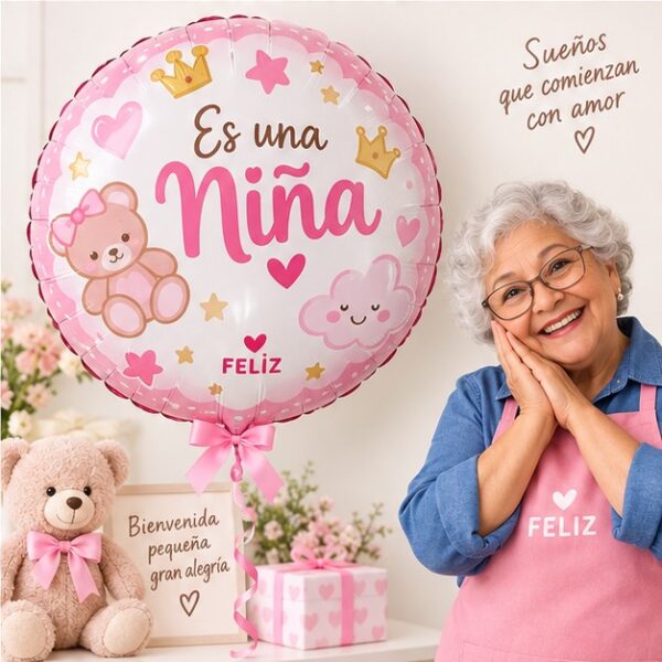 RI-0009021 Globo Metálico Es una Niña de 18 Pulgadas Feliz