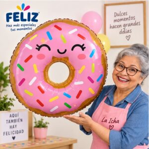 RI-0009024 Globo Metálico Rosquilla de 73 x 48 cm Feliz