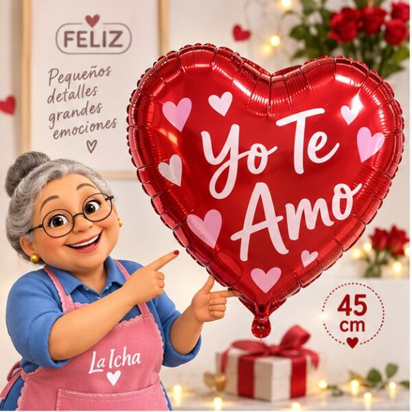 RI-0009058 Globo Metálico Corazón Yo Te Amo de 45 cm Feliz