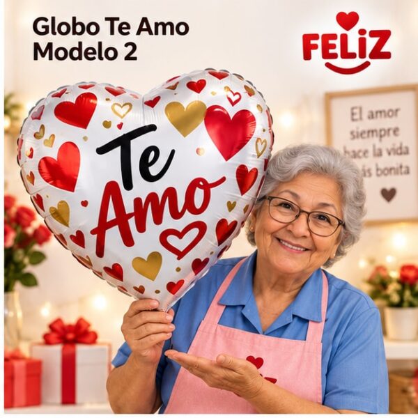 RI-0009061 Globo Metálico Corazón con Mensaje Modelo 2 de 45 cm Feliz