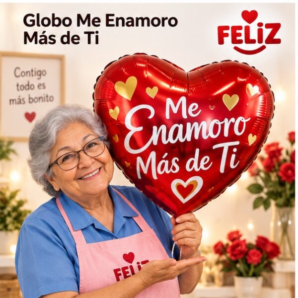 RI-0009062 Globo Metálico Corazón Me Enamoro Más de Ti de 45 cm Feliz