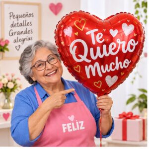 Globo Metálico Corazón Te Quiero Mucho de 17 Pulgadas Feliz