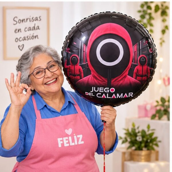 RI-0009066 Globo Metálico Juego del Calamar Círculo de 67 x 44 cm Feliz