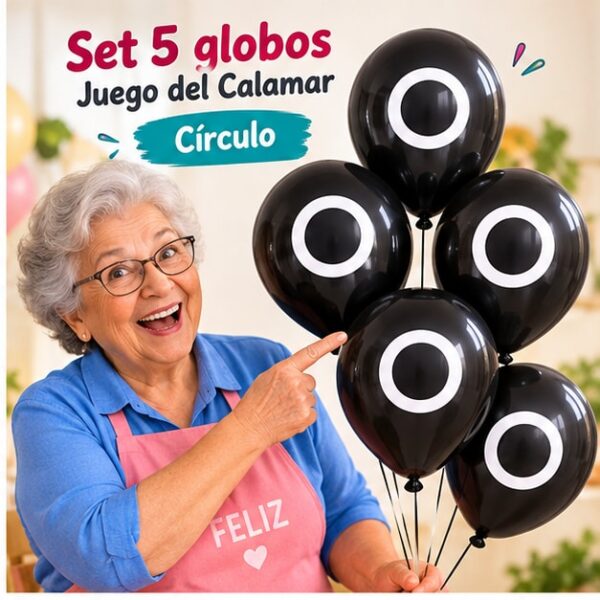 RI-0009069 Set de 5 Globos Metálicos Juego del Calamar Círculo Feliz