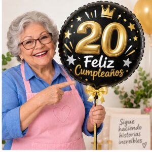 Globo Metálico 20 Años Feliz Cumpleaños de 58 x 51 cm Feliz