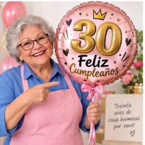 Globo Metálico 30 Años Feliz Cumpleaños de 58 x 51 cm Feliz