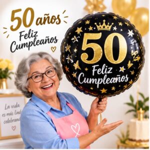 Globo Metálico 50 Años Feliz Cumpleaños de 58 x 51 cm Feliz