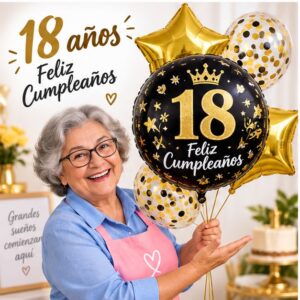 Set de 5 Globos Metálicos 18 Años Feliz Cumpleaños Feliz