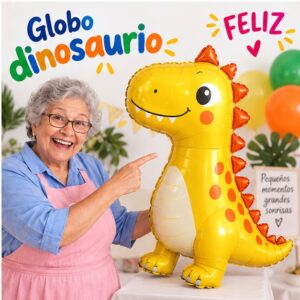 Globo Metálico Dinosaurio Amarillo de 86 x 78 cm Feliz