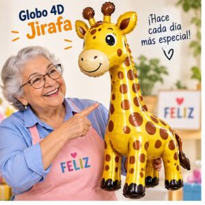 Globo Metálico 4D Jirafa de 22 Pulgadas Feliz
