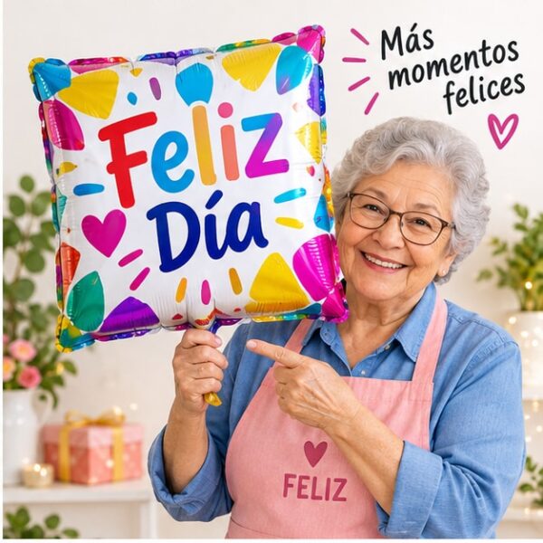 RI-0009097 Globo Metálico Feliz Día Modelo 3 de 18 Pulgadas Feliz