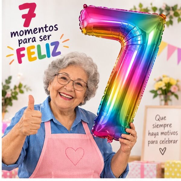 RI-0009105 Globo Metálico Número 7 Multicolor de 16 Pulgadas Feliz