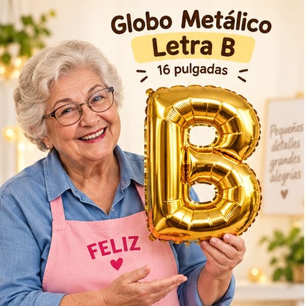 RI-0009108 Globo Metálico Letra B Dorado o Plateado de 16 Pulgadas Feliz