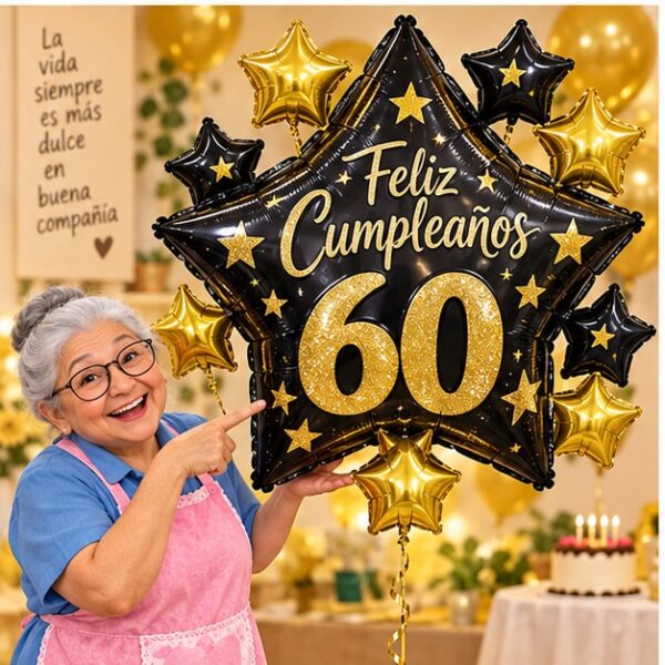 Globo Metálico Estrellas Feliz Cumpleaños de 60 x 75 cm Feliz