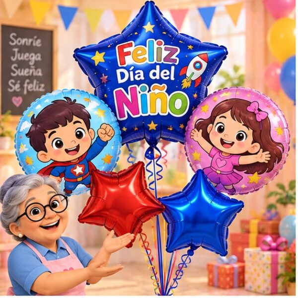 RI-0009134 Set de Globos Feliz Día del Niño Modelo 2 Feliz