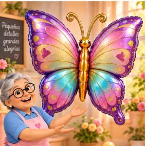 RI-0009136 Globo Metálico Mariposa de 48 x 76 cm Feliz