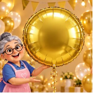 RI-0009138 Globo Metálico Redondo Dorado de 18 Pulgadas Feliz