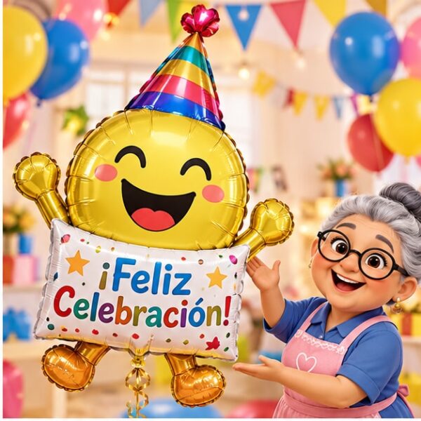 Globo Metálico Personaje Feliz Celebración de 18 Pulgadas Feliz